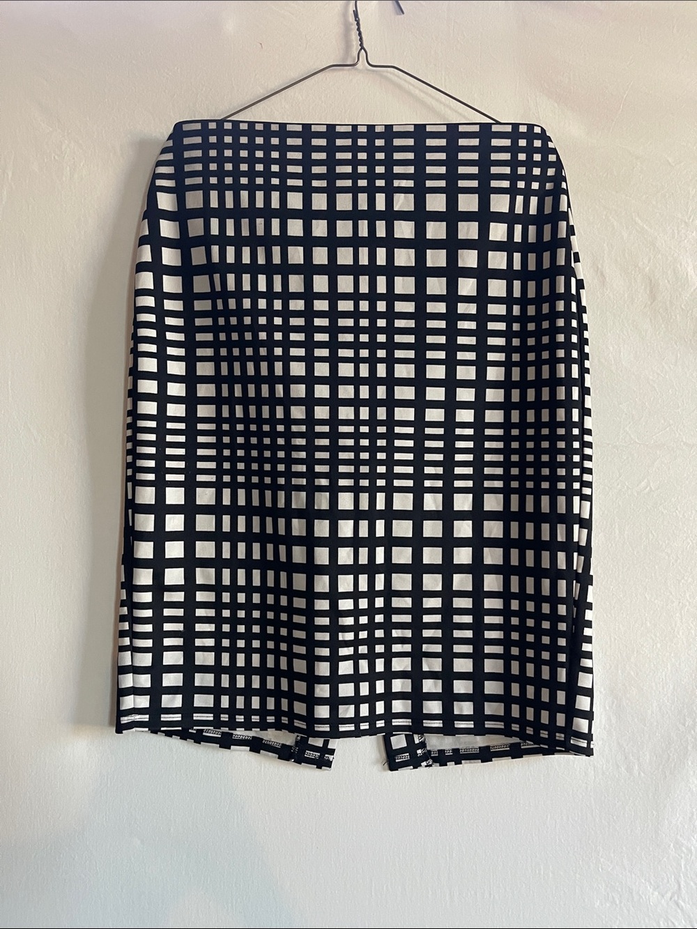 Black and White Grid Pencil Skirt - Classic Workwear